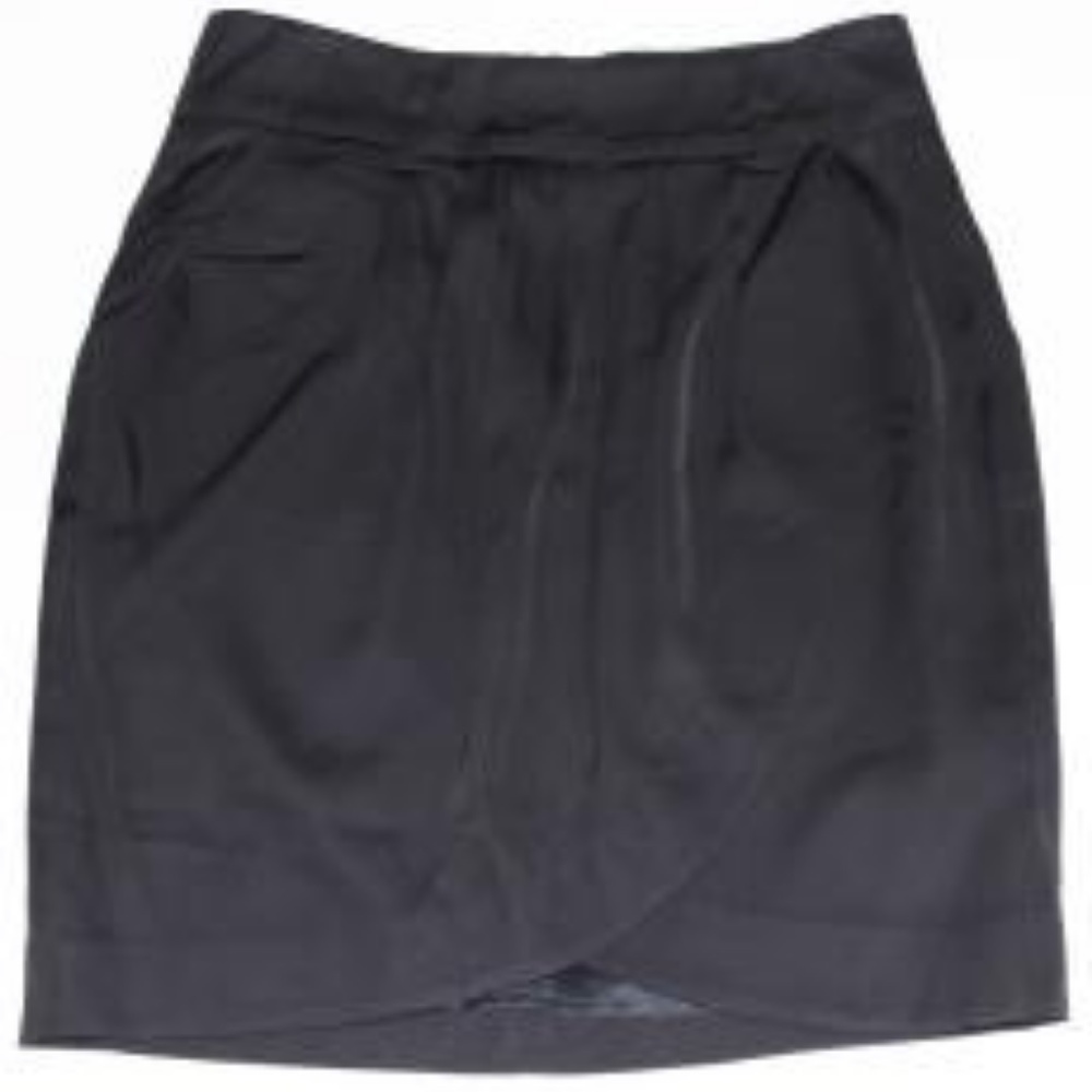 Trina Turk Black Silky Faux Wrap Style Skirt sz 8